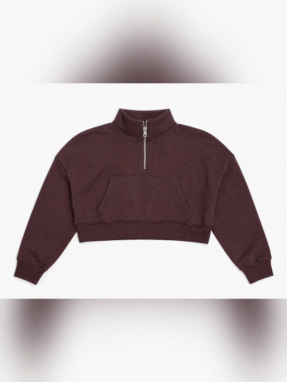 Nasty Gal Deep Plum Quarter-Zip Sweatshirt